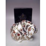 A ROYAL CROWN DERBY RUSSIAN BEAR PAPERWEIGHT, silver stopper, with box, H 8.5 cm