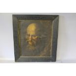 (XVII-XVIII). Old master style portrait study of a bearded man, unsigned, oil on canvas laid on