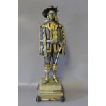 A GIUSEPPE VASARI ITALIAN GILT AND SILVERED BRONZE MODEL OF A CAVALIER, H 27 cm