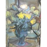 ANTHONY WILD (XX). Flowers in a vase, see verso, signed lower right, gouache on paper, framed and