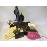 A COLLECTION OF LADIES VINTAGE BAGS, various styles and periods to include an unusual metal