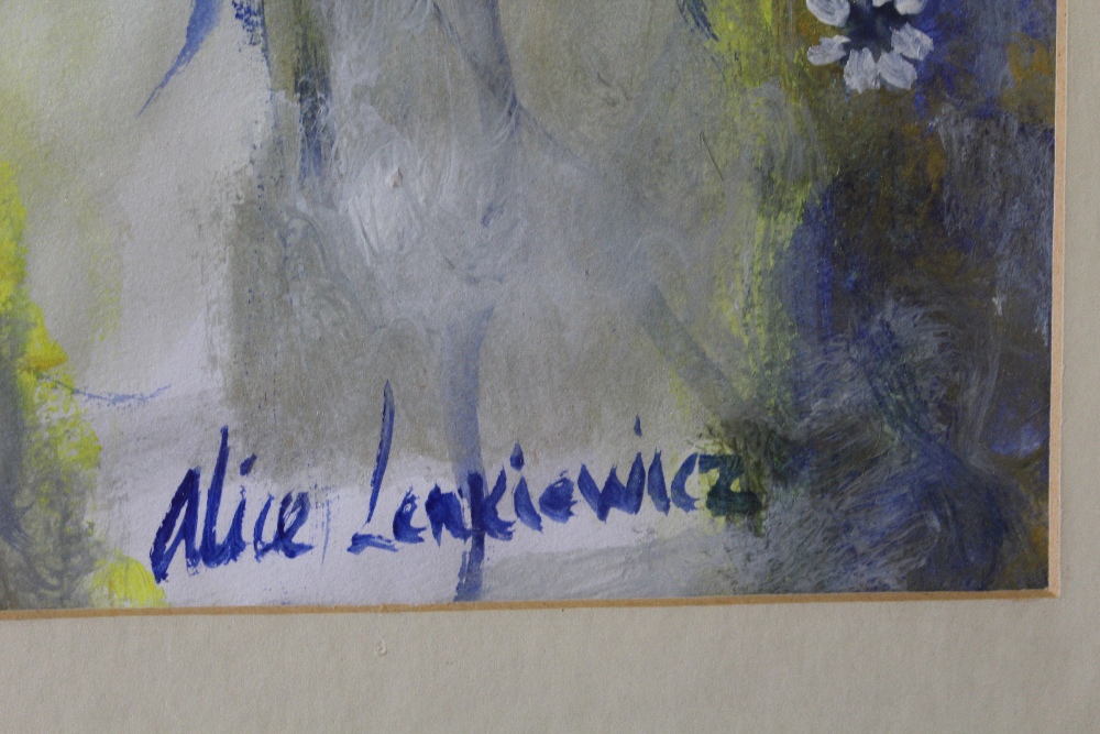 ALICE LENKIEWICZ (XX). Portrait study of a young woman with a garland of flowers in her hair, signed - Image 3 of 3