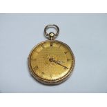 A HALLMARKED 18 CT GOLD MANUAL WIND OPEN FACED POCKET WATCH, movement stamped 'Martin Baskett & Co