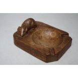 A ROBERT 'MOUSEMAN' THOMPSON OF KILBURN OAK CANTED ASHTRAY, with signature carved mouse, W 10 cm