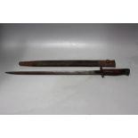 A 1907 PATTERN BAYONET, made by Wilkinson sword, blade L 17" / 43 cm. complete with leather