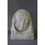 A CARVED ALABASTER HEAD, H 12.5 cm