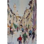 GEORGE RICHARD DEAKINS (1911-1982). Impressionist Eastern street scene with figures, signed lower