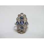 A SAPPHIRE AND DIAMOND RING, set with ten brilliant cut diamonds and five sapphires, hallmarks