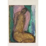 JOHN EMANUEL (b.1930). Modernist nude study, unsigned, oil on board, framed, 46 x 32 cmCondition