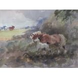 GIULIO FALZONI (1900-1978). Italian school, impressionist study of horses in a landscape, see labels