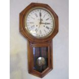 ANSONIA REGULATOR "A" CALENDAR DROP DIAL WALL CLOCK, the octagon headed case with mahogany front