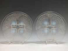 A PAIR OF RENE LALIQUE 'COQUILLE' PATTERN SMALL PLATES, No 3012, each with stencilled 'R Lalique