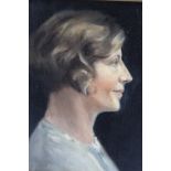 (XX) British school, head and shoulder portrait study of a woman, unsigned, oil on canvas laid on