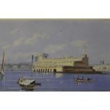 V. D'ESPOSITO (XIX-XX) Maltese school, Maltese harbour scene with sailing vessels and figures,