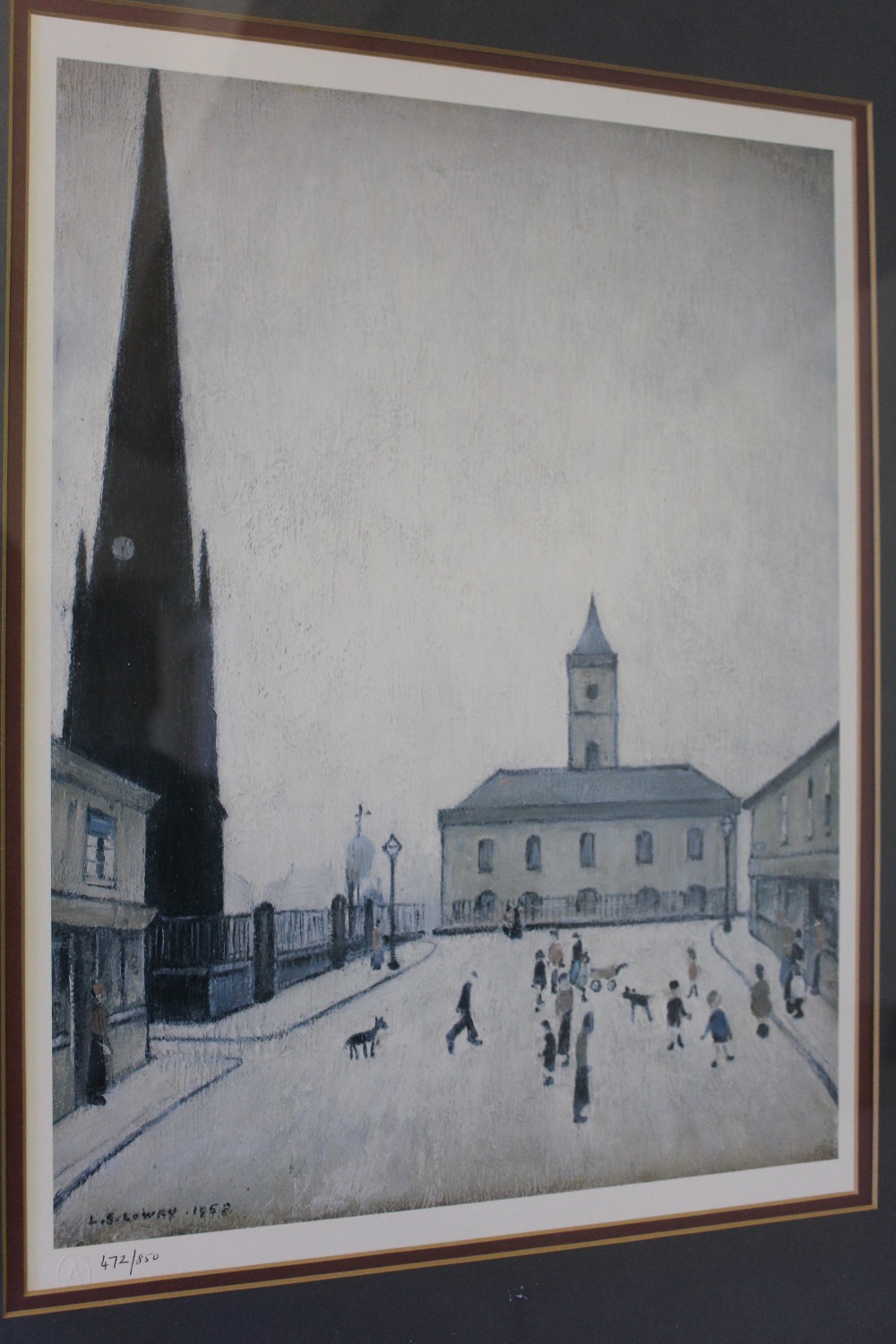 LAURENCE STEPHEN LOWRY (1887-1976). 'The Old Town Hall Middlesborough', see verso, signed and - Image 2 of 4