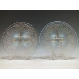 A PAIR OF RENE LALIQUE 'COQUILLE' PATTERN SMALL PLATES, No 3012, each with stencilled 'R Lalique