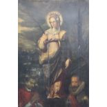 (XVII). Italian school, study of Saint Barbara with onlookers, unsigned, oil on canvas, unframed,