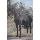 DOROTHY PASTON FISHER. An impressionist wooded landscape with horse standing by a gate, signed and