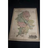 PHILLIPS & HUTCHINGS LARGE SCALE MAP OF STAFFORDSHIRE, published by Teesdale, engraved by J.