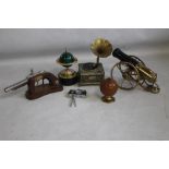 A SMALL COLLECTION OF VINTAGE NOVELTY TABLE LIGHTERS, to include a football, camera on tripod, in