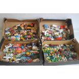 FOUR TRAYS OF UNBOXED PLAYWORN VEHICLES including TV related, Chipperfields Circus, vintage