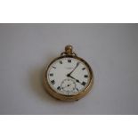 A 9ct GOLD GENTLEMAN'S OPEN FACED POCKET WATCH SIGNED TO THE DIAL OF MOVEMENT "J. W. BENSON" white