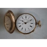 A GENTLEMAN'S FULL HUNTER POCKET WATCH (A/F), MARKED 14K, white lever dial signed "Patent Lever