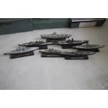 SEVEN "ATLAS COLLECTIONS" MODEL WAR SHIPS to include Admiral Graf Spee, HMS Hood etc (3 boxed) (7)