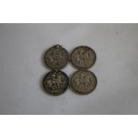 FOUR WWI BRITISH WAR MEDALS (DISCS ONLY) A/F To 184422 SJT A. R.A, 131488 DVR A.W Russell 132523 GNR