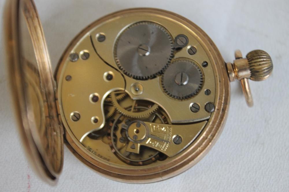 A 9ct GOLD OPEN FACE TOP WIND POCKET WATCH, white enamel dial signed 'Thos Russell and Son - Image 3 of 3