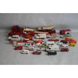 TWO TRAYS OF UNBOXED PLAYWORN EMERGENCY VEHICLES, including police, fire and ambulance