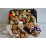 A COLLECTION OF TEDDY BEARS to include a small Steiff bear, Russ, promotional bears etc.