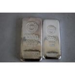 ROYAL MINT REFINERY, 999.9 Silver Ingots, 500g and 1000g (2)