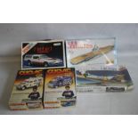 FIVE VINTAGE UNOPENED MODEL KITS to include Heller Cliclac No. 2011 Renault Trafic Police, Heller