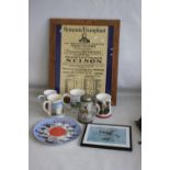 MILITARY INTEREST COMMEMORATIVE ITEMS, to include R.A.F Coalport plate, Trafalgar Tankard, a