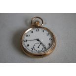 A 9ct GOLD GENTLEMAN'S POCKET WATCH, movement signed "Trenton Record dreadnought watch factories"