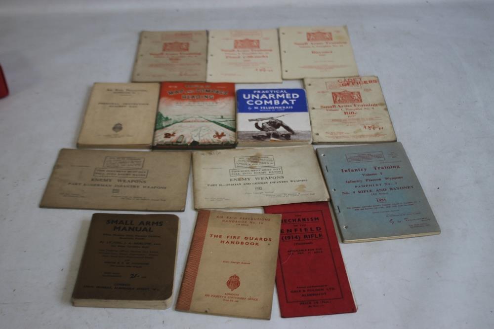 VARIOUS MILITARY BOOKLETS to include 'Small Arms Manual' by Barlow & Johnson 1942, 'Practical