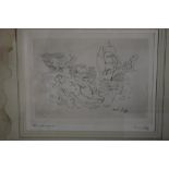 RAOUL DUFY PRINT (PETITE BAIGNEUSE AUX PAPILLONS), signed in pencil to the mount (59 cm x 51 cm