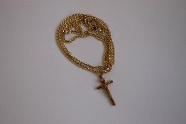 "CARISSIMA GOLD" 9ct CRUCIFIX AND CHAIN, in original box.