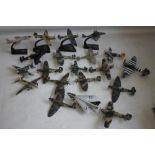 TWENTY MODEL BRITISH FIGHTER AIRCRAFTS, to include various Spitfire Franklin Mint 50th Anniversary