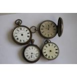 FOUR POCKET WATCHES (A/F) TO INCLUDE, a silver Hunter (4)