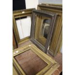 A COLLECTION OF ANTIQUE GILT PICTURE FRAMES TOGETHER WITH AN OVERPAINTED PICTURE OF A LADY(7)