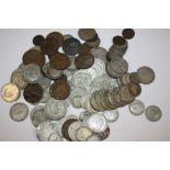 A BAG OF ANTIQUE COINAGE TO INCLUDE HALF CROWNS