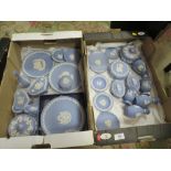 TWO TRAYS OF BLUE WEDGWOOD JASPERWARE