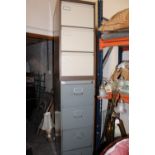 A FOUR DRAWER FILING CABINET TOGETHER WITH A THREE DRAWER EXAMPLE (2)