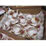 A ROYAL ALBERT OLD COUNTRY ROSES CHINA SIX PERSON TEA SET