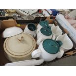 A TRAY OF DENBY GREENWHEAT STONEWARE ETC.