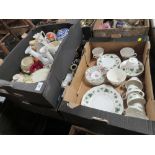 THREE TRAYS OF ASSORTED CERAMICS AND CHINA TO INCLUDE DUCHESS CHINA, FIGURES ETC.