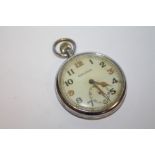 A VINTAGE MILITARY JAEGER LE COULTRE POCKET WATCH STAMPED GSTP TO REVERSE
