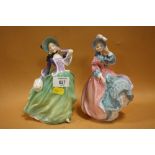 TWO ROYAL DOULTON FIGURES 'SPRING MORNING' HN1922 AND 'AUTUMN BREEZES' HN1913